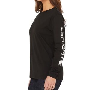 Carhartt Loose Fit Long Sleeve Crewneck T-Shirt Heavyweight Black White Logo XS